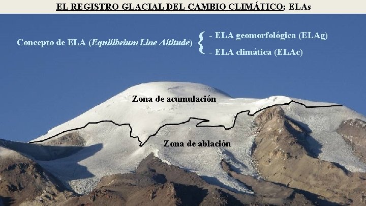 EL REGISTRO GLACIAL DEL CAMBIO CLIMÁTICO: ELAs Concepto de ELA (Equilibrium Line Altitude) {