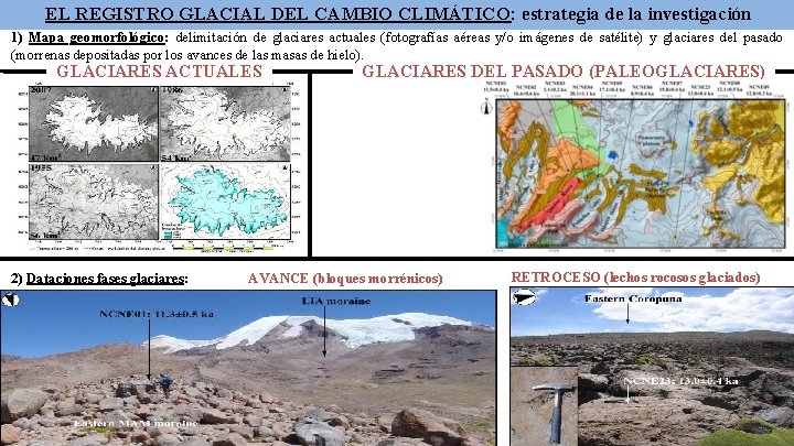 EL REGISTRO GLACIAL DEL CAMBIO CLIMÁTICO: estrategia de la investigación 1) Mapa geomorfológico: delimitación