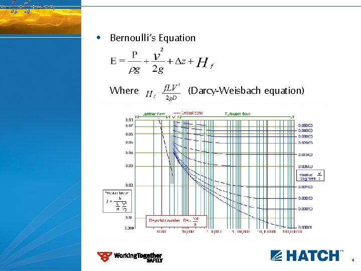  • Bernoulli’s Equation Where (Darcy-Weisbach equation) 4 