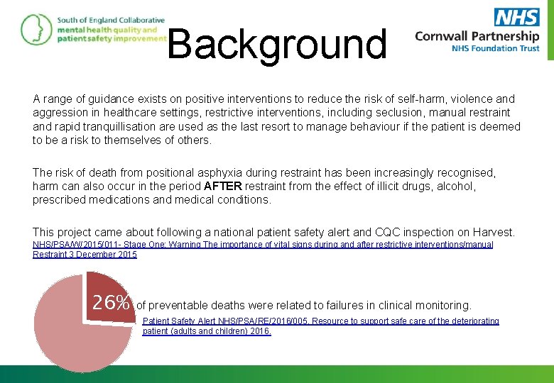 Background A range of guidance exists on positive interventions to reduce the risk of