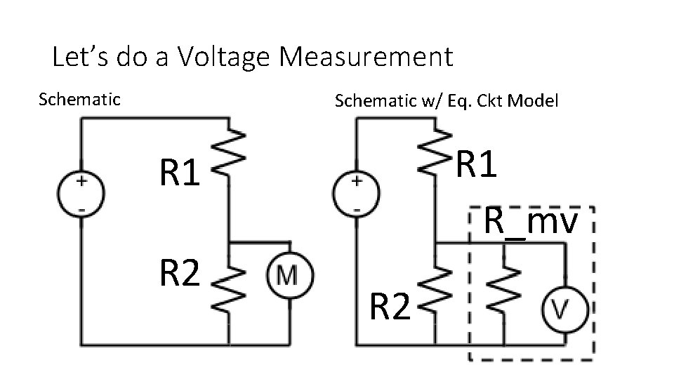 Let’s do a Voltage Measurement Schematic w/ Eq. Ckt Model R 1 R_mv R