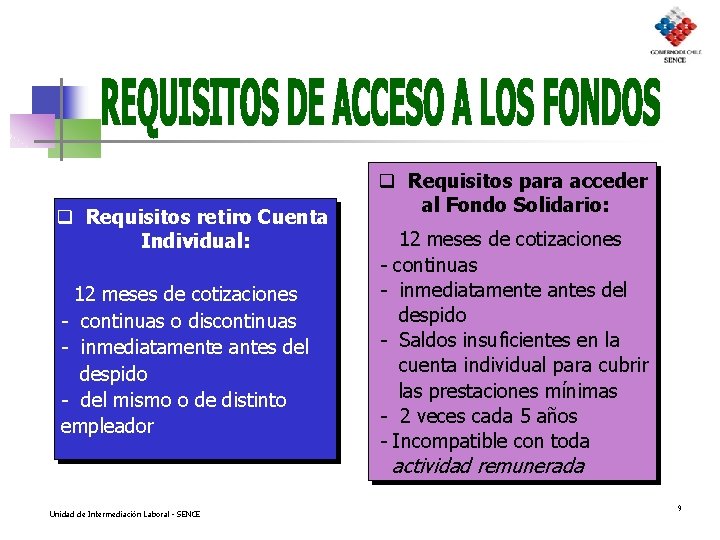 q Requisitos retiro Cuenta Individual: 12 meses de cotizaciones - continuas o discontinuas -