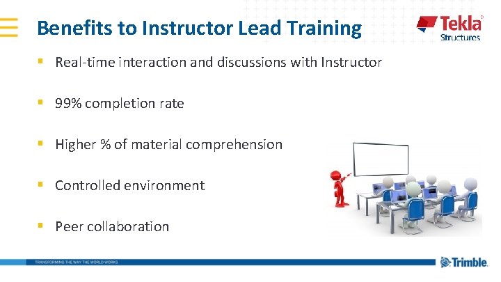 Benefits to Instructor Lead Training § Real-time interaction and discussions with Instructor § 99%