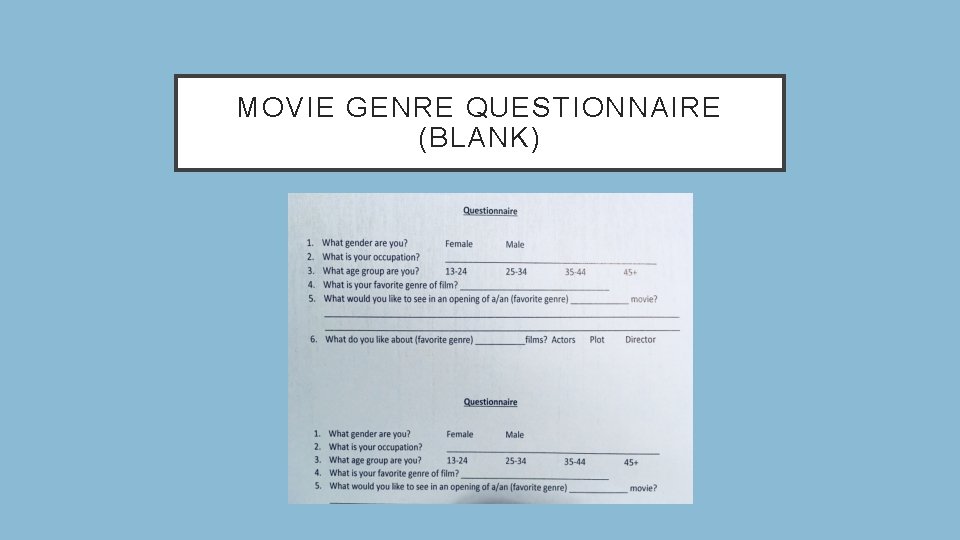 MOVIE GENRE QUESTIONNAIRE (BLANK) 