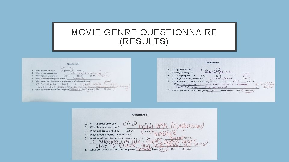 MOVIE GENRE QUESTIONNAIRE (RESULTS) 