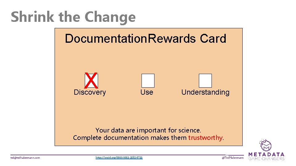 Shrink the Change Documentation. Rewards Card X Discovery Use Understanding Your data are important