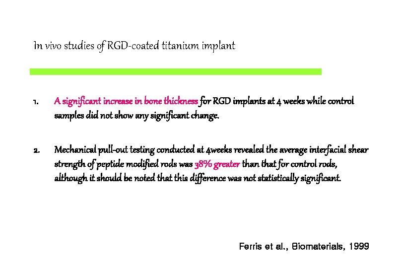 In vivo studies of RGD-coated titanium implant 1. A significant increase in bone thickness