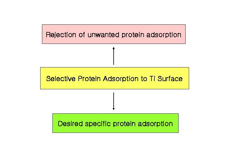 Rejection of unwanted protein adsorption Selective Protein Adsorption to Ti Surface Desired specific protein