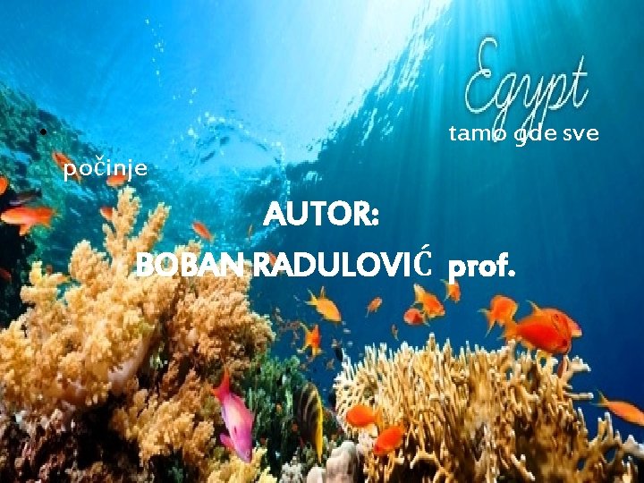  • tamo gde sve počinje AUTOR: BOBAN RADULOVIĆ prof. 