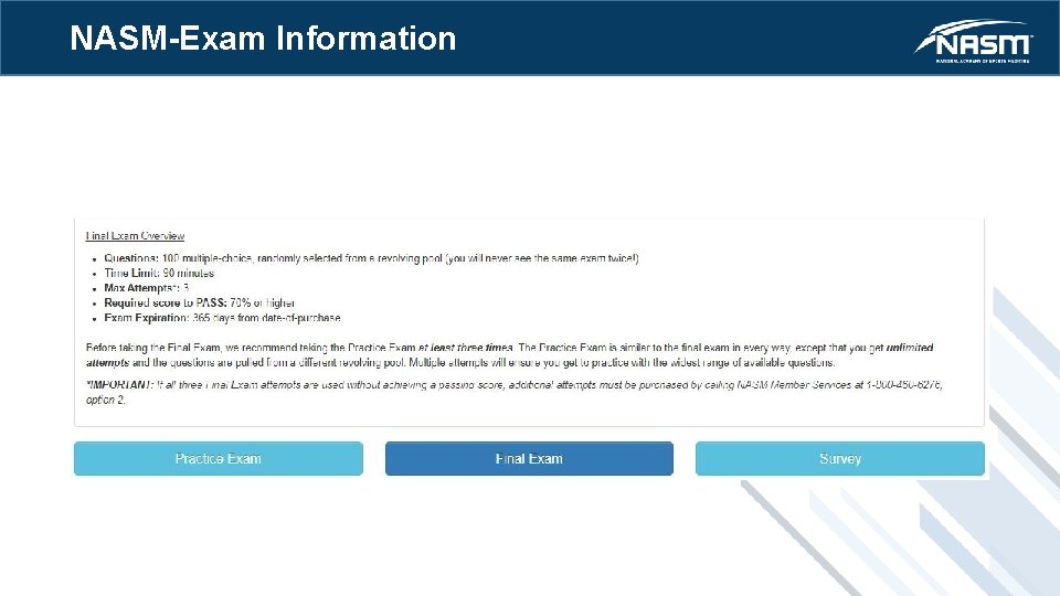 NASM-Exam Information 