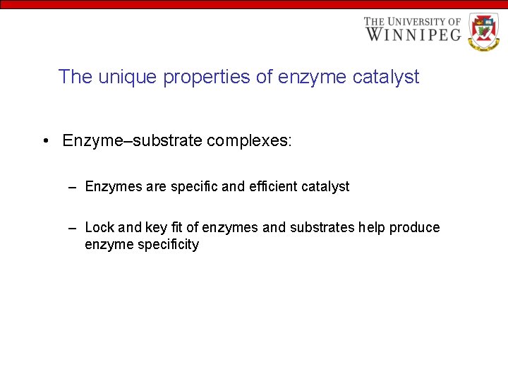 The unique properties of enzyme catalyst • Enzyme–substrate complexes: – Enzymes are specific and