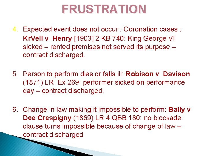 FRUSTRATION 4. Expected event does not occur : Coronation cases : Kr. Vell v
