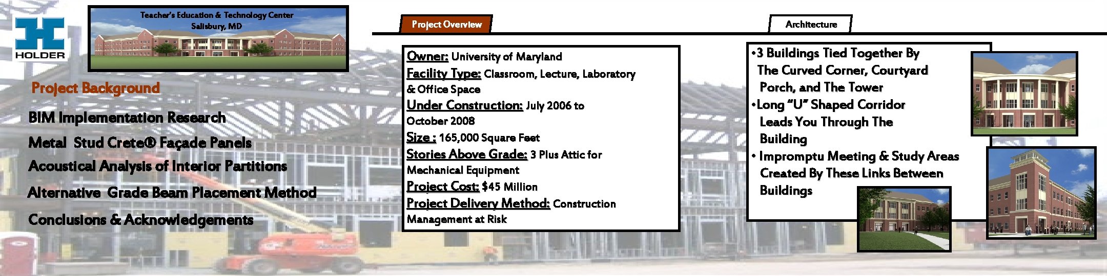 Teacher’s Education & Technology Center Salisbury, MD Project Background BIM Implementation Research Metal Stud