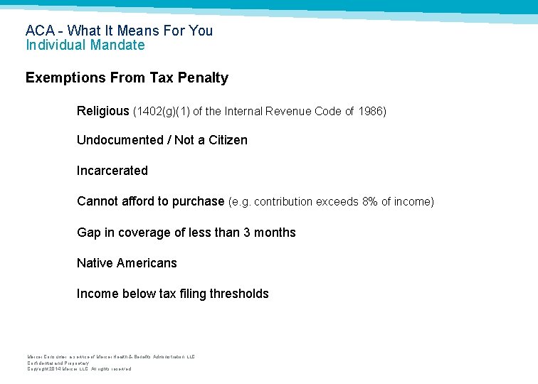 ACA What It Means For You Individual Mandate Exemptions From Tax Penalty Religious (1402(g)(1)