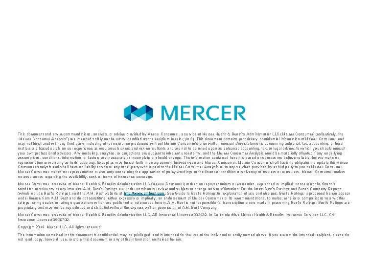 This document and any recommendations, analysis, or advice provided by Mercer Consumer, a service