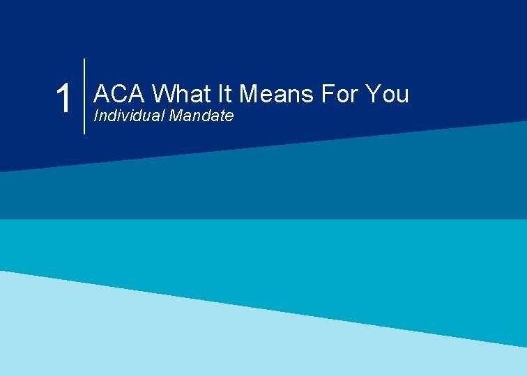 1 ACA What It Means For You Individual Mandate 