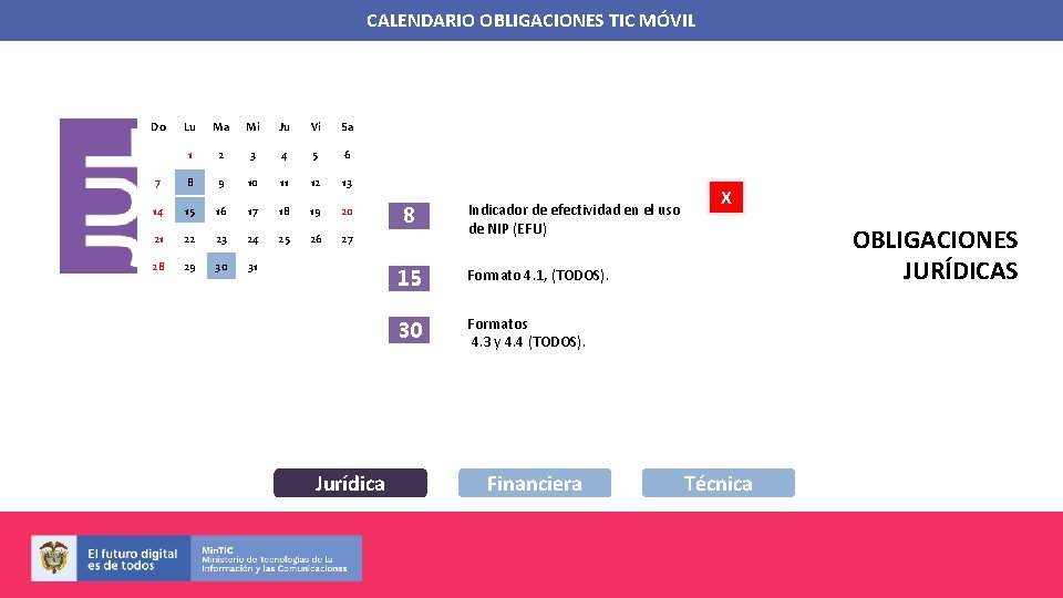 CALENDARIO OBLIGACIONES TIC MÓVIL Do Lu Ma Mi Ju Vi Sa 1 2 3