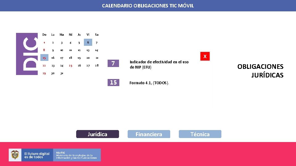 CALENDARIO OBLIGACIONES TIC MÓVIL Do Lu Ma Mi Ju Vi Sa 1 2 3