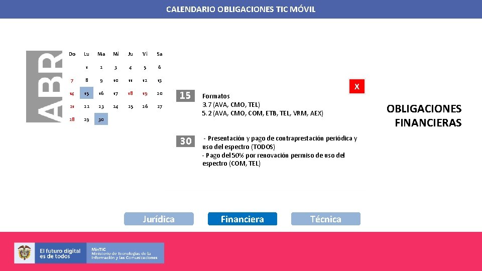 CALENDARIO OBLIGACIONES TIC MÓVIL Do Lu Ma Mi Ju Vi Sa 1 2 3