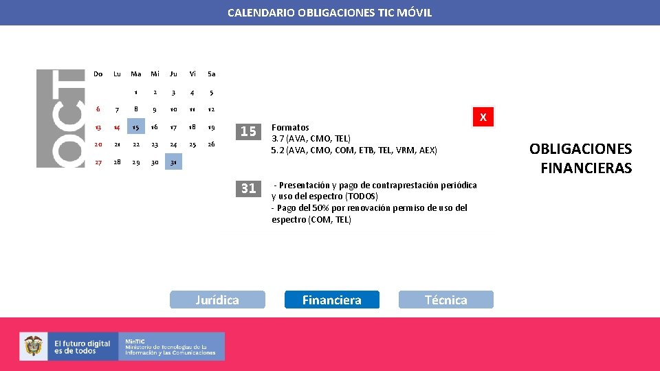 CALENDARIO OBLIGACIONES TIC MÓVIL Do Lu Ma Mi Ju Vi Sa 1 2 3