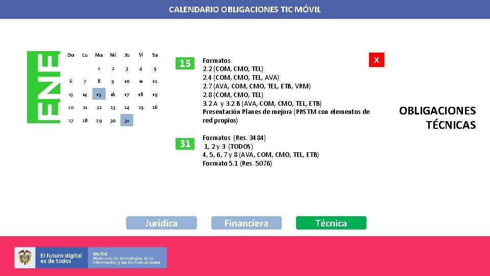 CALENDARIO OBLIGACIONES TIC MÓVIL Do Lu Ma Mi Ju Vi Sa 1 2 3
