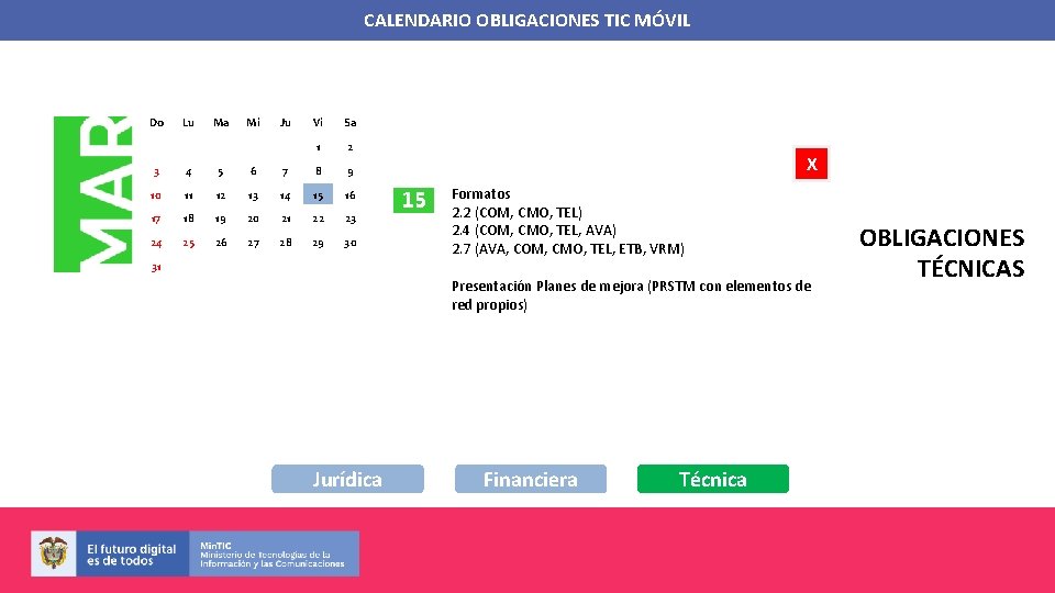 CALENDARIO OBLIGACIONES TIC MÓVIL Do Lu Ma Mi Ju Vi Sa 1 2 3