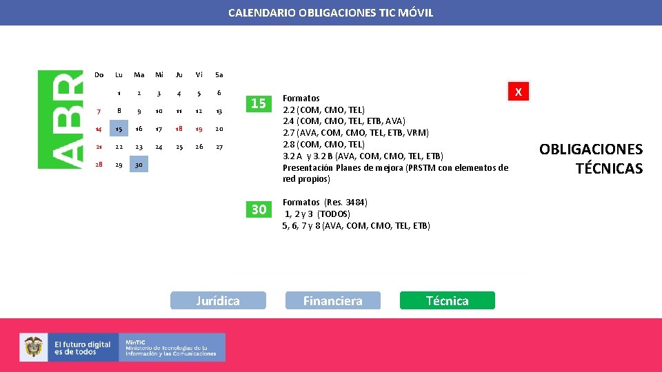 CALENDARIO OBLIGACIONES TIC MÓVIL Do Lu Ma Mi Ju Vi Sa 1 2 3