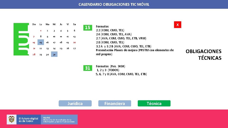CALENDARIO OBLIGACIONES TIC MÓVIL Do Lu Ma Mi Ju Vi Sa 1 2 3