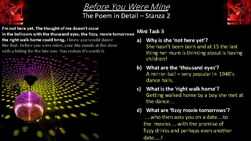 Before You Were Mine The Poem in Detail – Stanza 2 I'm not here