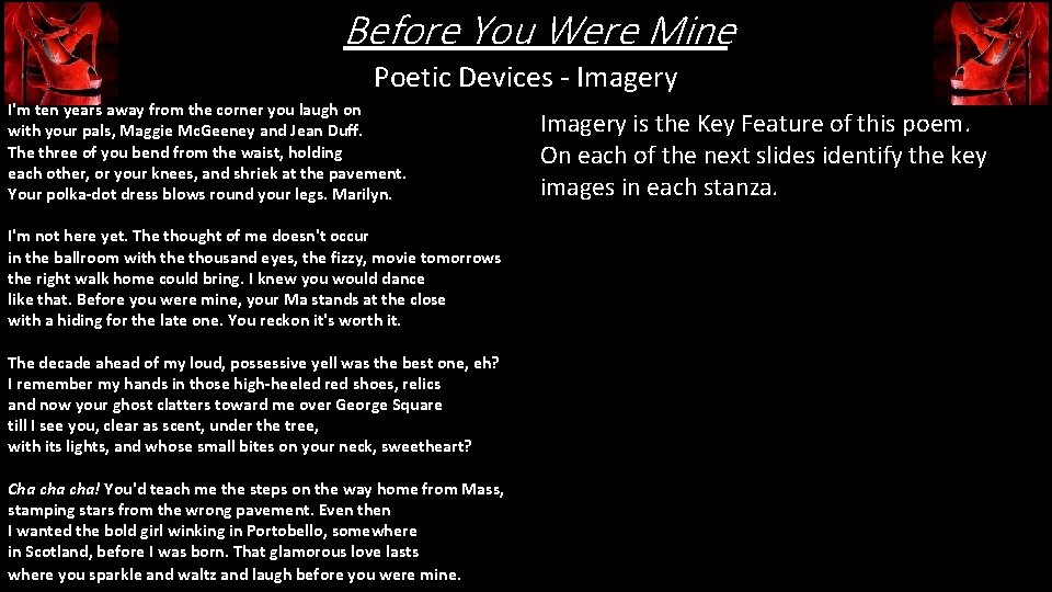 Before You Were Mine Poetic Devices - Imagery I'm ten years away from the