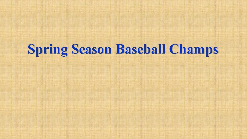 Spring Season Baseball Champs 