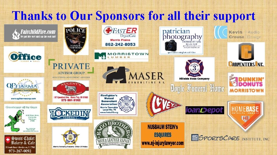 Thanks to Our Sponsors for all their support 