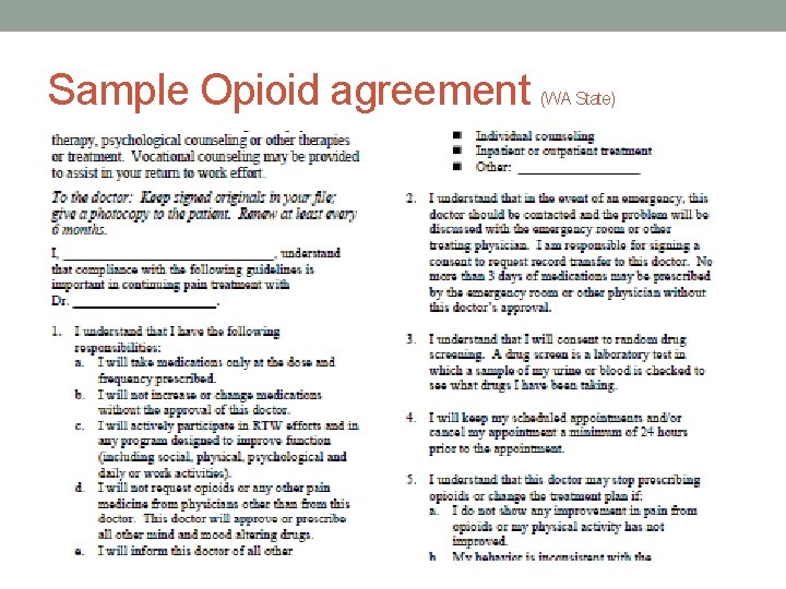 Sample Opioid agreement (WA State) 