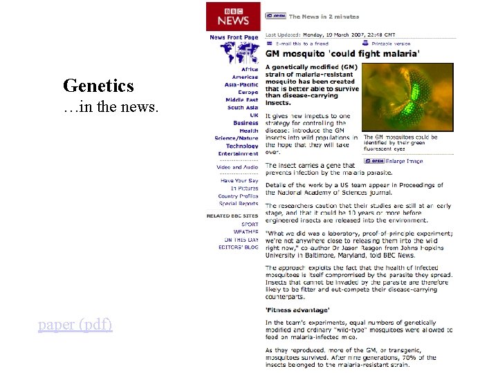 Genetics …in the news. paper (pdf) 