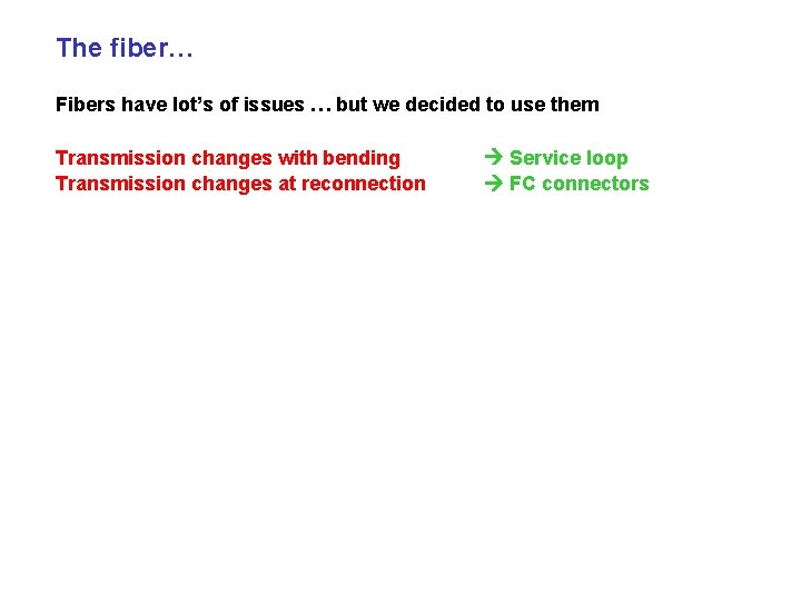 The fiber… Fibers have lot’s of issues … but we decided to use them
