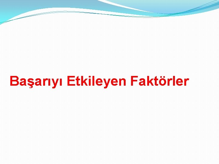 Başarıyı Etkileyen Faktörler 