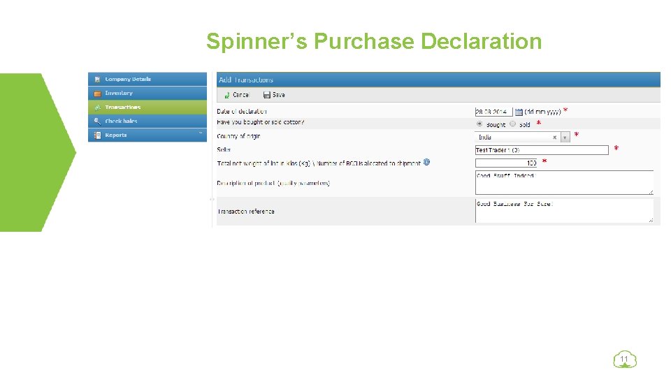 Spinner’s Purchase Declaration 11 
