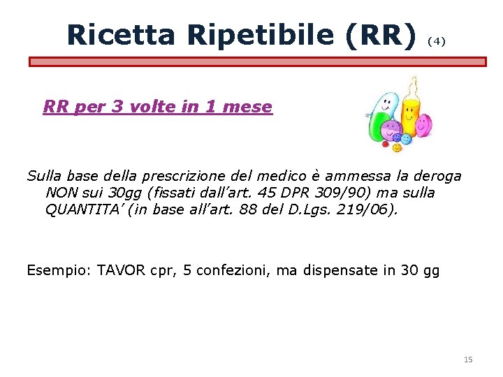 Ricetta Ripetibile (RR) (4) RR per 3 volte in 1 mese Sulla base della