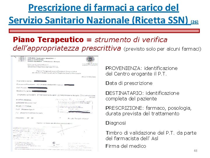 Prescrizione di farmaci a carico del Servizio Sanitario Nazionale (Ricetta SSN) (26) Piano Terapeutico Prescrizione di farmaci a carico del Servizio Sanitario Nazionale (Ricetta SSN) (26) Piano Terapeutico
