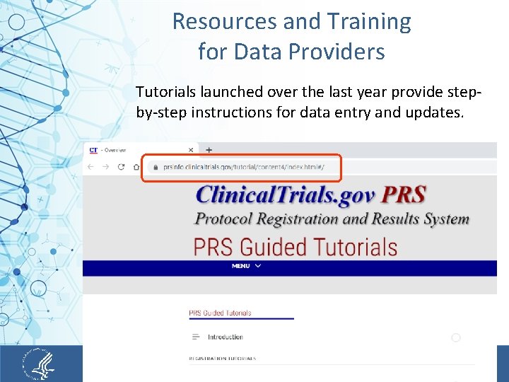 Resources and Training for Data Providers Tutorials launched over the last year provide stepby-step
