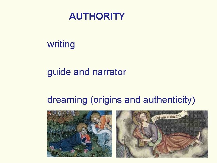 AUTHORITY writing guide and narrator dreaming (origins and authenticity) 