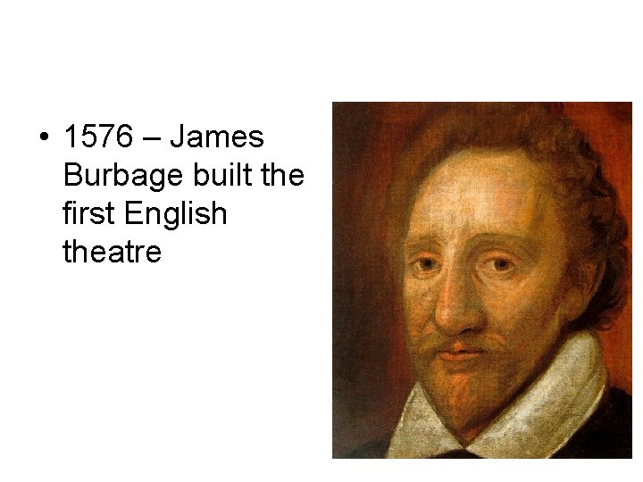  • 1576 – James Burbage built the first English theatre 