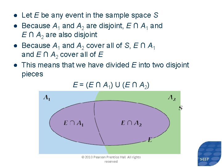 ● Let E be any event in the sample space S ● Because A