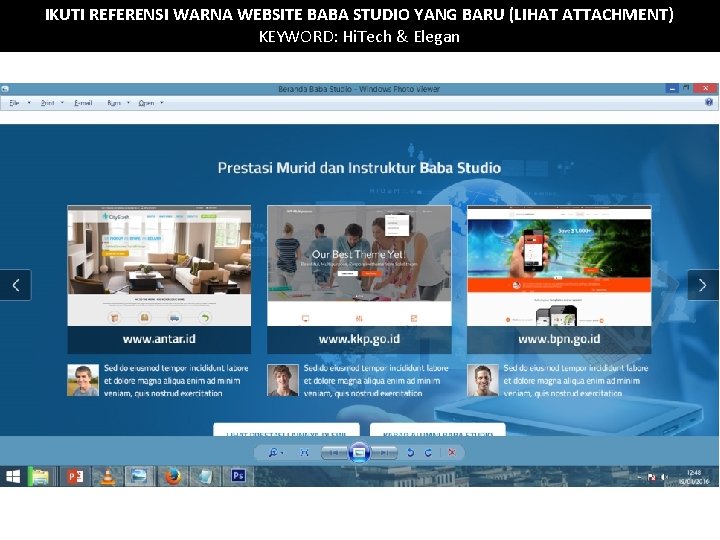 IKUTI REFERENSI WARNA WEBSITE BABA STUDIO YANG BARU (LIHAT ATTACHMENT) KEYWORD: Hi. Tech &