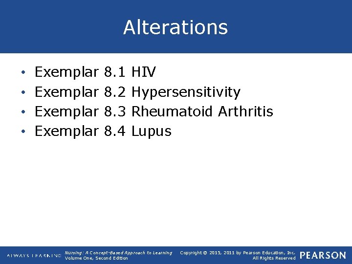 Alterations • • Exemplar 8. 1 8. 2 8. 3 8. 4 HIV Hypersensitivity