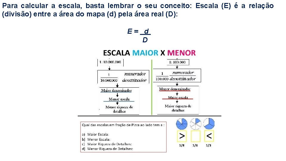 Para calcular a escala, basta lembrar o seu conceito: Escala (E) é a relação