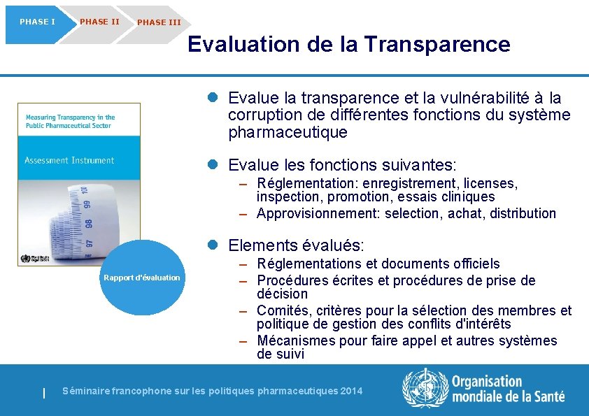PHASE III Evaluation de la Transparence l Evalue la transparence et la vulnérabilité à