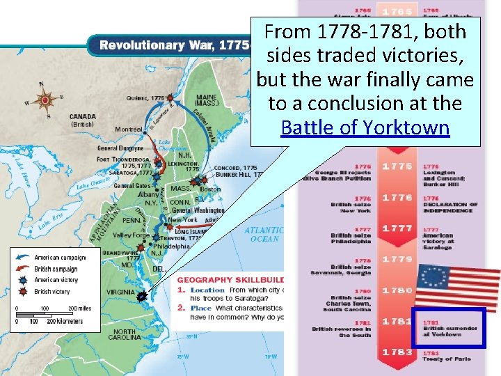 From 1778 -1781, both sides traded victories, but the war finally came to a