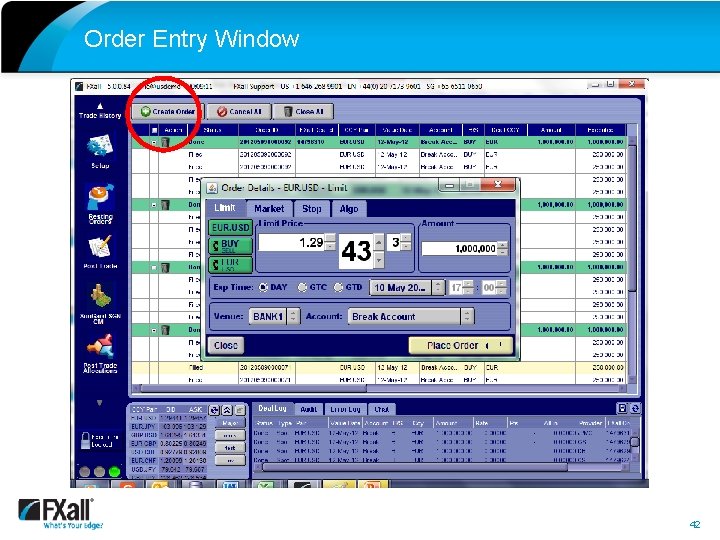 Order Entry Window 42 