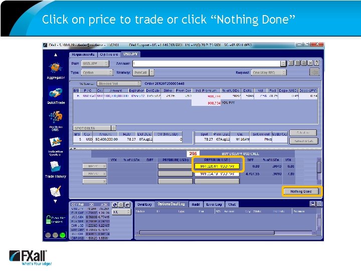 Click on price to trade or click “Nothing Done” 